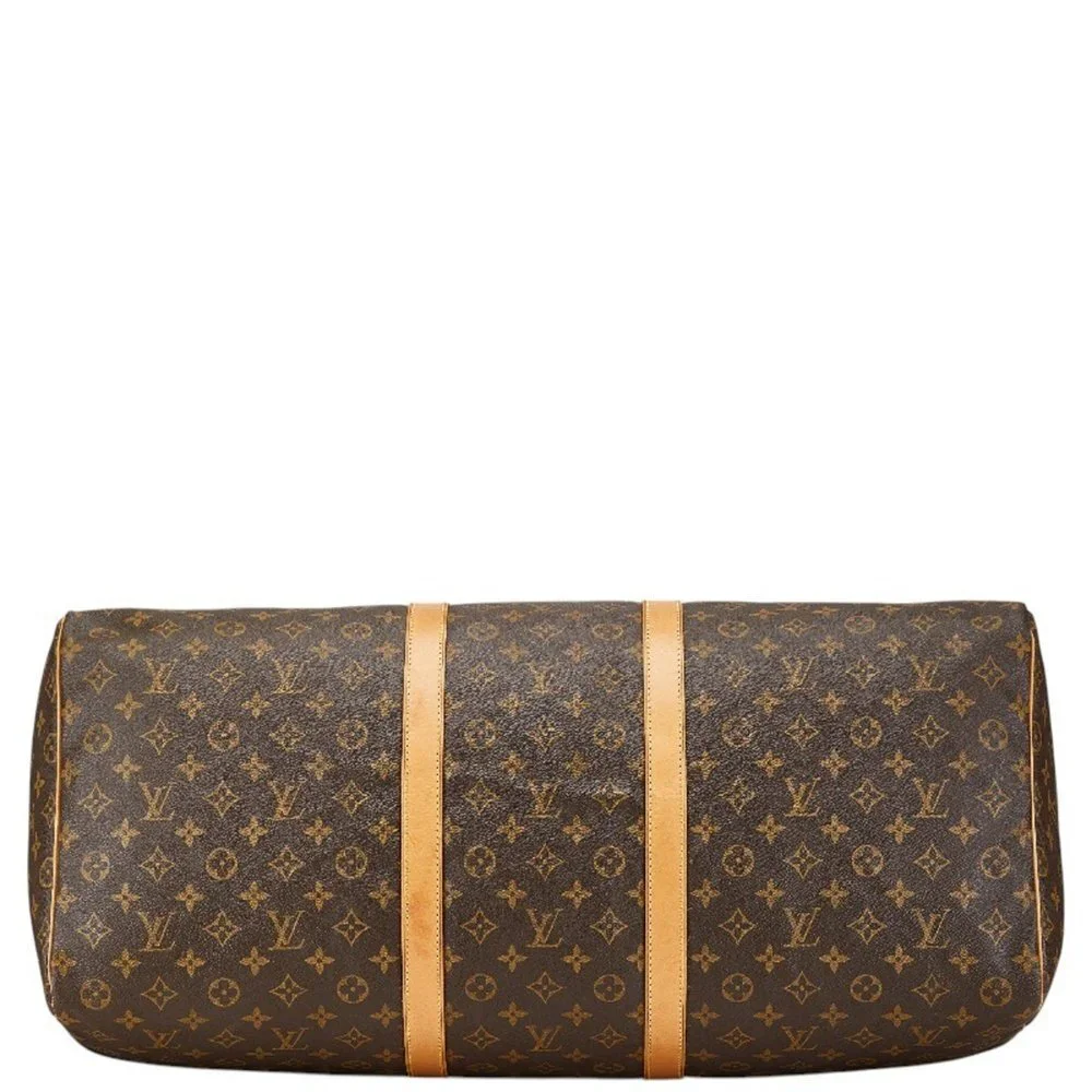 LOUIS VUITTON Authentic Brown Monogram Leather Keepall 60 Boston Bag